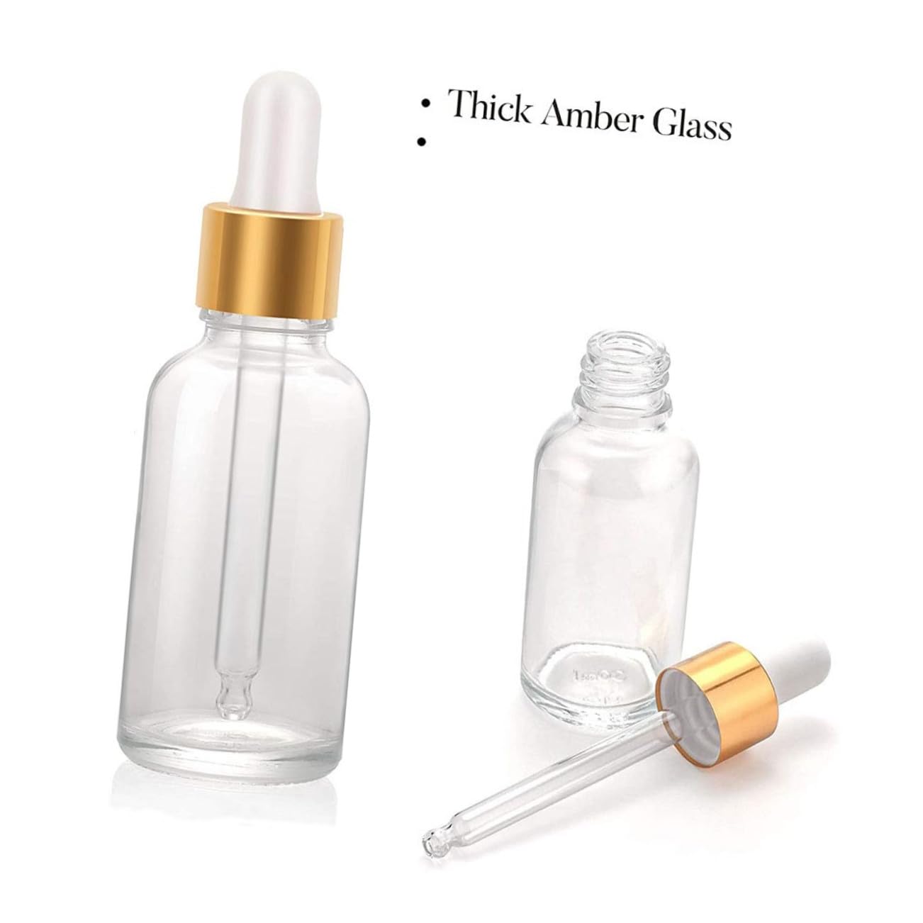 24 Stück 30-ml Transparente Tropfflaschen aus Glas mit Pipette | Wiederbefüllbar, Auslaufsicherer Verschluss, 6 Edelstahltrichter für Flüssigkeiten und Parfüm