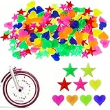 140Pieces Star Bike Wheel Spokes Bead Plastic Clip Bead Plastic Heart Bike Spokes Colorful Bicycle Spokes Decorations Bike Spoke Covers for Girls, Bicycle Spokes Accessories Wheel Decorations