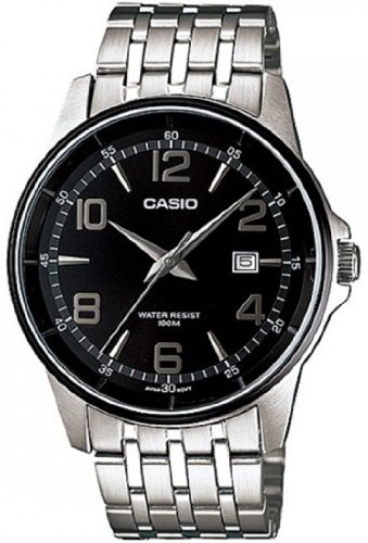 Casio Men's Core MTP1344AD-1A2V Silver Stainless-Steel Quartz Watch with Black Dial