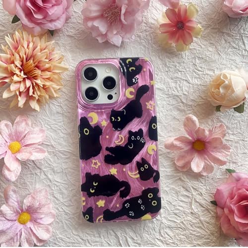 Coque iPhone 16 Pro Max avec cordon et chaîne perles rose chat - 3