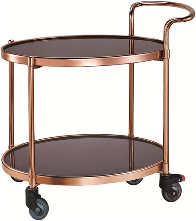 PLMNBQWE Carrito de Servicio de Bar de Lujo para hoteles y restaurantes 90 X 51 X 91 Cm Carro de Cocina con 2 estantes de Nivel Carro utilitario rodante con 4 Ruedas a
