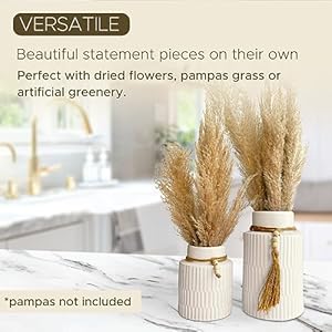 White large ceramic vase set of 2 modern farmhouse home decor accents rustic decor and accessories for living room dining table and mantle coffee table centerpiece decorations trendy boho vases  urban country home decor