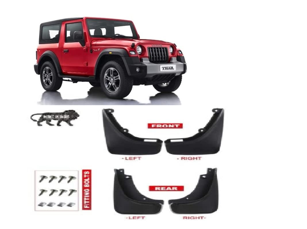 Buy N Bliss O.E Quality Cup Type Mud Flaps Splash Guards Front and Rear for Mahindra New Thar 2020 2021 2022 2023 Onwards All Models (Set for 4)