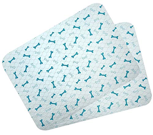 Brabtod 2 Pack Non-Slip Dog Pee Mat Crate Pad for Pets Dogs Foldable and Washable Dog Pads with Puppy Training Pads to Protect Floors, Car, Crate - Blue - Medium