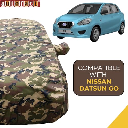 Image of Autofact Datsun Go Waterproof Car Cover, Jungle Print Army Design, 4x4 American Matty, Triple Stitched, Compatible with Nissan Datsun Go (2013 to 2018), Car Cover