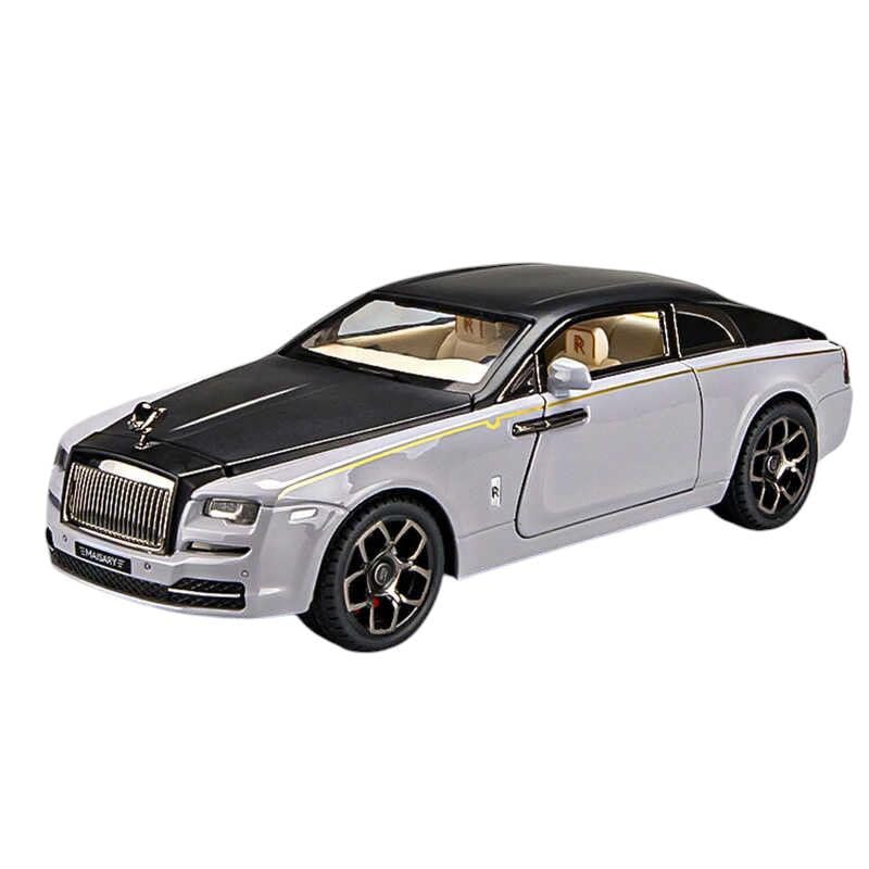 Image of 1:24 Rolls-Royce Spectre Diecast Metal Pull Back Car with 6 Openable Doors with Sound and Light Toy Decoration car Best Gift Toys for Kids (1:24 Rolls-Royce Wraith - Black)