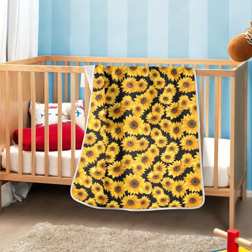 Image of Nursery Bed Blankets for Baby Boy and Girl Soft Crib Receiving Blanket for Toddler and Infant 30X40in Sunflowers