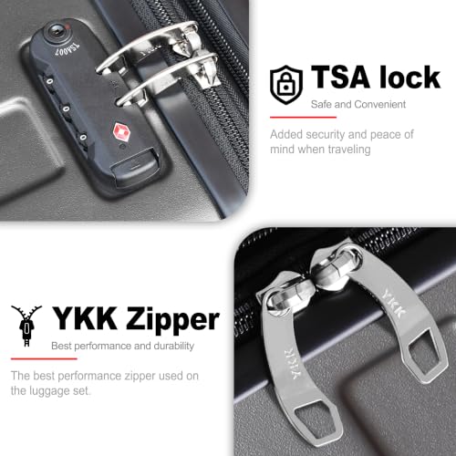 Image of KEYTANG Zebra Luggage Sets 3 Piece, 20 inch Carry On Luggage with Spinner Wheels, Hardside Business Travel Suitcase Set with TSA Lock, Lightweight Suitcase,20 /24 /28 inch,Gray