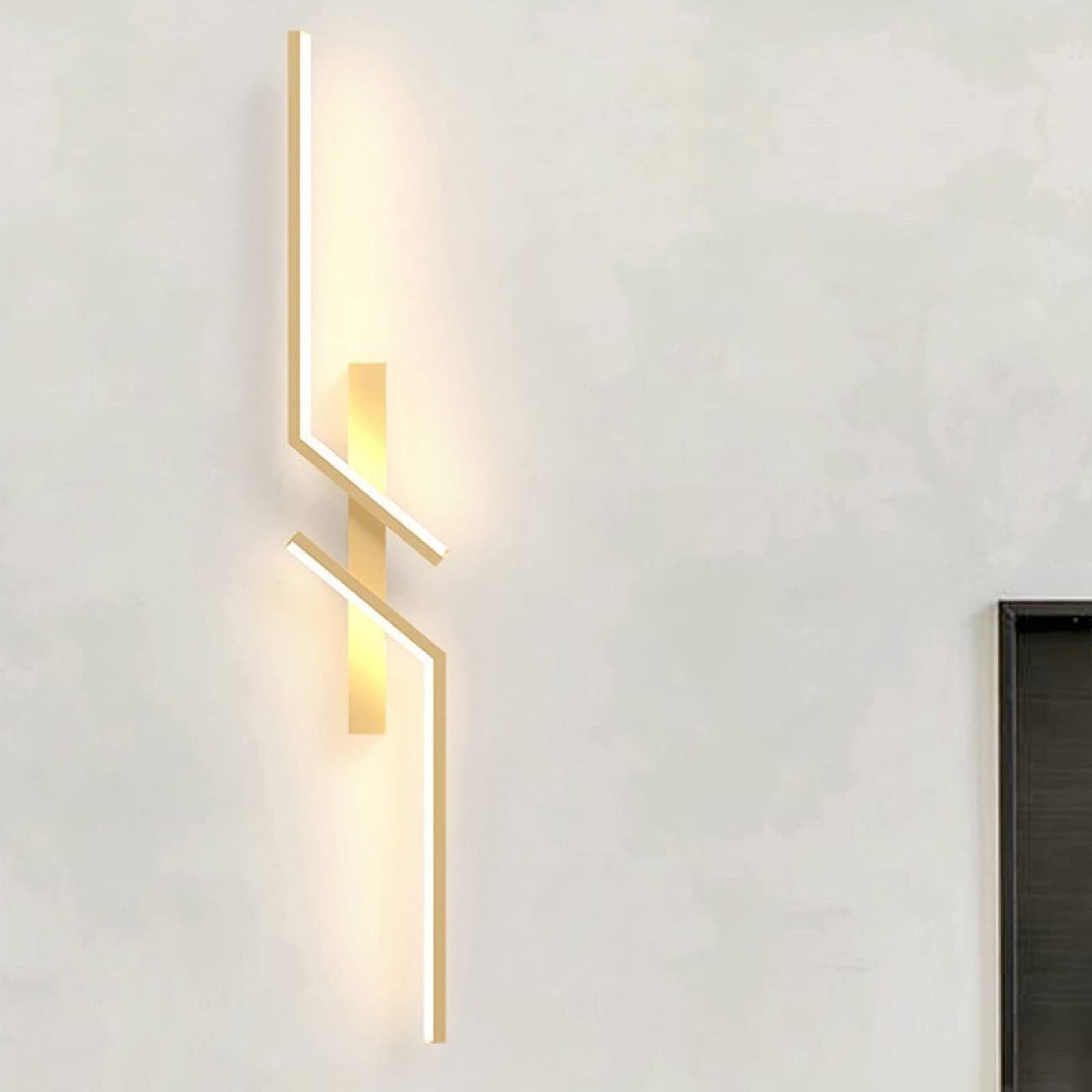 BJKYTMLM 10W LED Wall Lamps, Nordic Modern Wall Sconce for Living Room Backgroud Decor Minimalist Indoor Metal Lighting,Black,L(Gold,L)