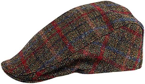 Authentic Harris Tweed, Made in Scotland. The Arbroath 'Brad Pitt' Style Flat Cap, Made by Hanna Hats Green