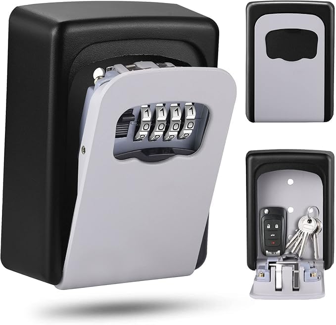 Key Safe Wall Mounted – Waterproof Outdoor Lockbox with 4-Digit ...