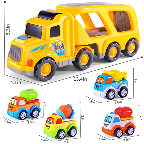 Ihaha Toy Trucks Car For 1 2 3 4 5 Year Old Toddlers Boys, 5 In 1 Carrier Truck Car Construction Vehicles Toys For Kids Boys Girls Toddlers Christmas Birthday Gifts, Car Trucks Toys With Light Sound #TOP5