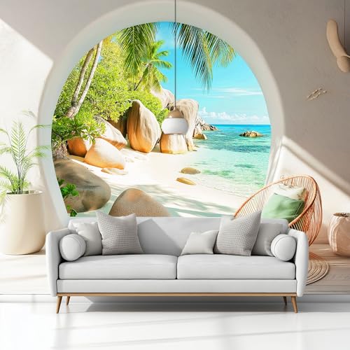 Fotomurale Carta da Parati Scenario Naturale Spiaggia Delle Seychelles 200 x 140 cm Fotomurali Murale 3D Poster Gigante Moderna, Carta da Parati Decora per Camera Letto, Soggiorno, Stanza dei Bambini