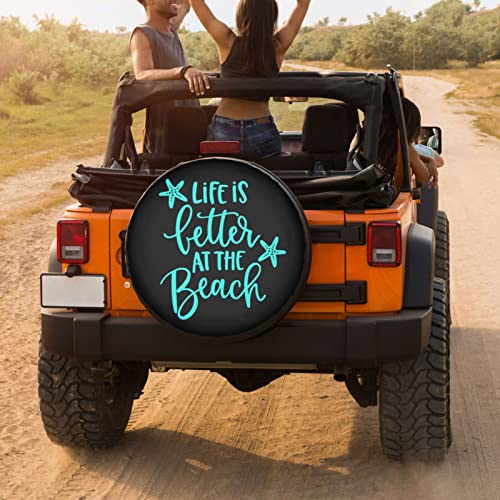Image of Life at The Beach Spare Tire Cover Dust-Proof Wheel Tire Cover Fit Trailer, RV, SUV and Many Vehicle 17 Inch