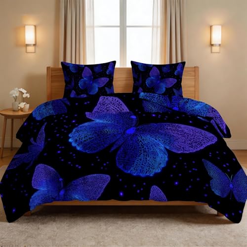Edredón negro 7.5 tog King colcha de mariposa animales de fantasía juego de edredón suave 8