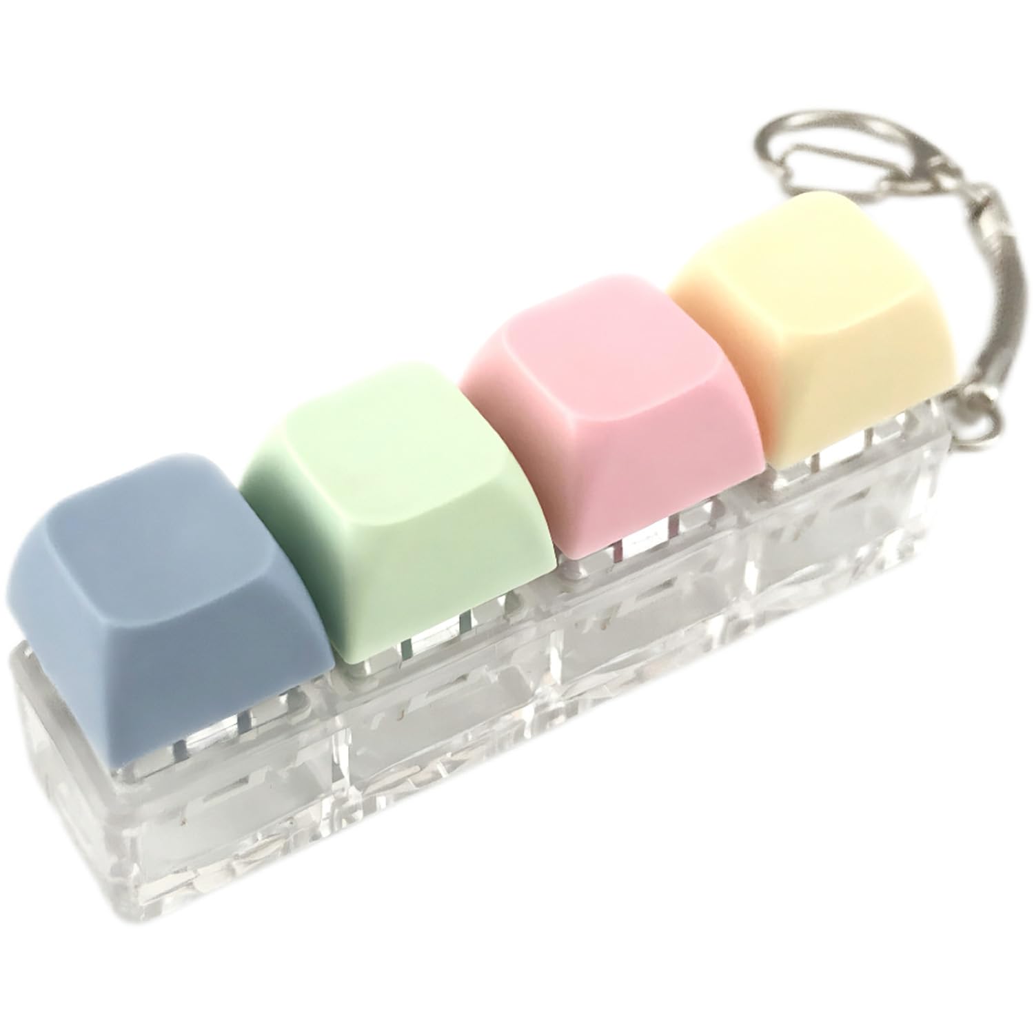 Keyboard Fidget Toy Decompression Toy, Interesting Keyboard Clicker Keychain, Portable Multi-Color 4 Button KeyboardFidget Keyring Stress Relief Pass the Time