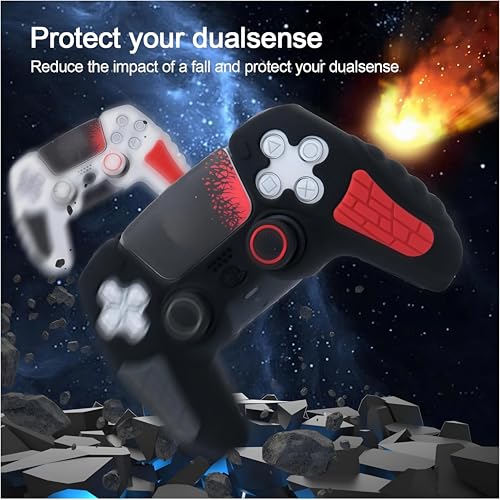 Image of Meyaar PS 5 Controller Cover Case, Anti-Slip Silicone Cover Skin Compatible with PS5 Dual Sense Controller with Thumb Grip Caps, Joystick Protectors (Black and White (2 Pack))
