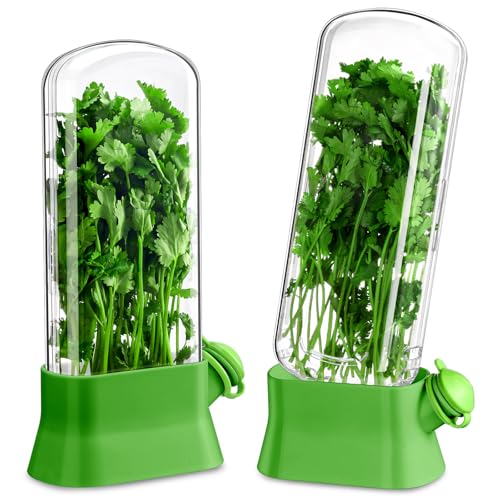 Baderke 2 Pieces Herb Saver for Refrigerator Herb Keeper Herb