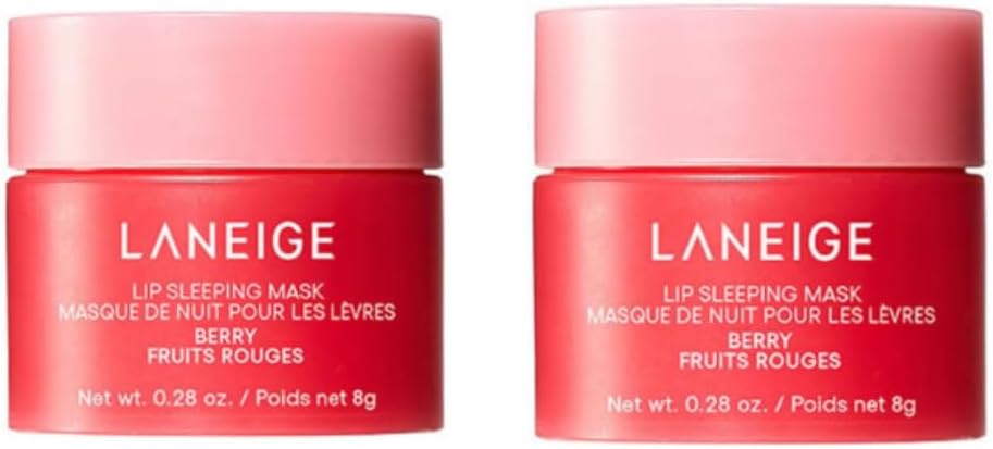 Laneige Lip Sleeping Mask EX, Moisturizing with Vitamin C, Antioxidant, Lip Balm for Dry lips - Berry, 8g (Pack of 2)