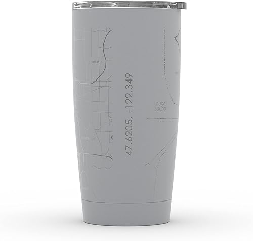 Vista 30 de Well Told Vaso de café aislado con grabado de mapa de Portland Oregon, taza de acero inoxidable grabada (20 onzas, gris muelle) vaso aislado