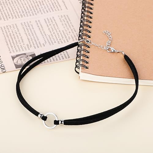 Schwarz Gothic Samt Choker Halskette mit Verstellbarer Schnalle für Damen, Retro Zubehör für Halloween und Weihnachten