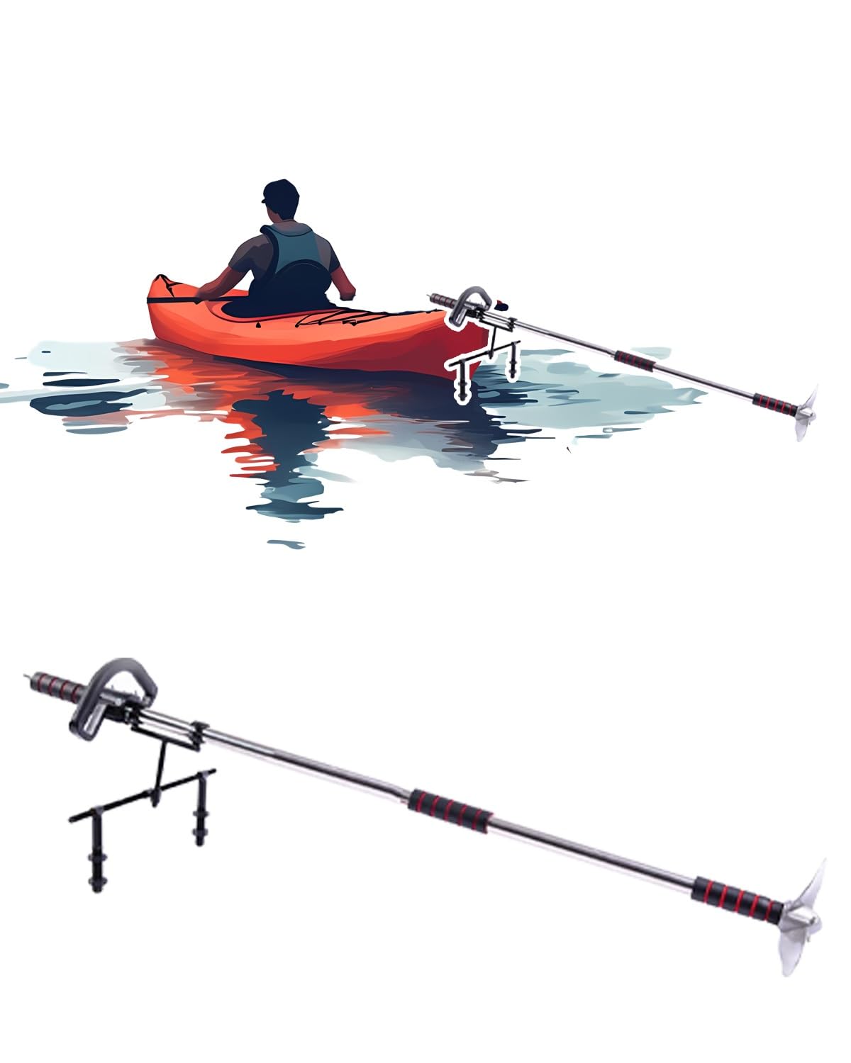 Motor Fueraborda Batería para Motor Eléctrico de Arrastre para Barco de Pesca, Motor Eléctrico Fueraborda para Tabla de Paddle Surf, Motor de Kayak Portátil(With Bracket,L-125cm(49 1/4"))