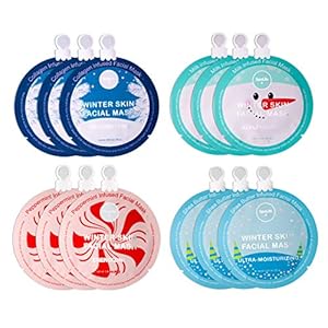 Spalife-Winter-Skin-Facial-Mask-12-count-w-4-Different-Infused-Ingredients SpaLife Winter Skin Facial Mask 12-Count Set - Infused with 4 Skin-Loving Ingredients - Moisturizing and Hydrating Sheet Masks - Rejuvenating Spa Treatment for a Glowing Complexion