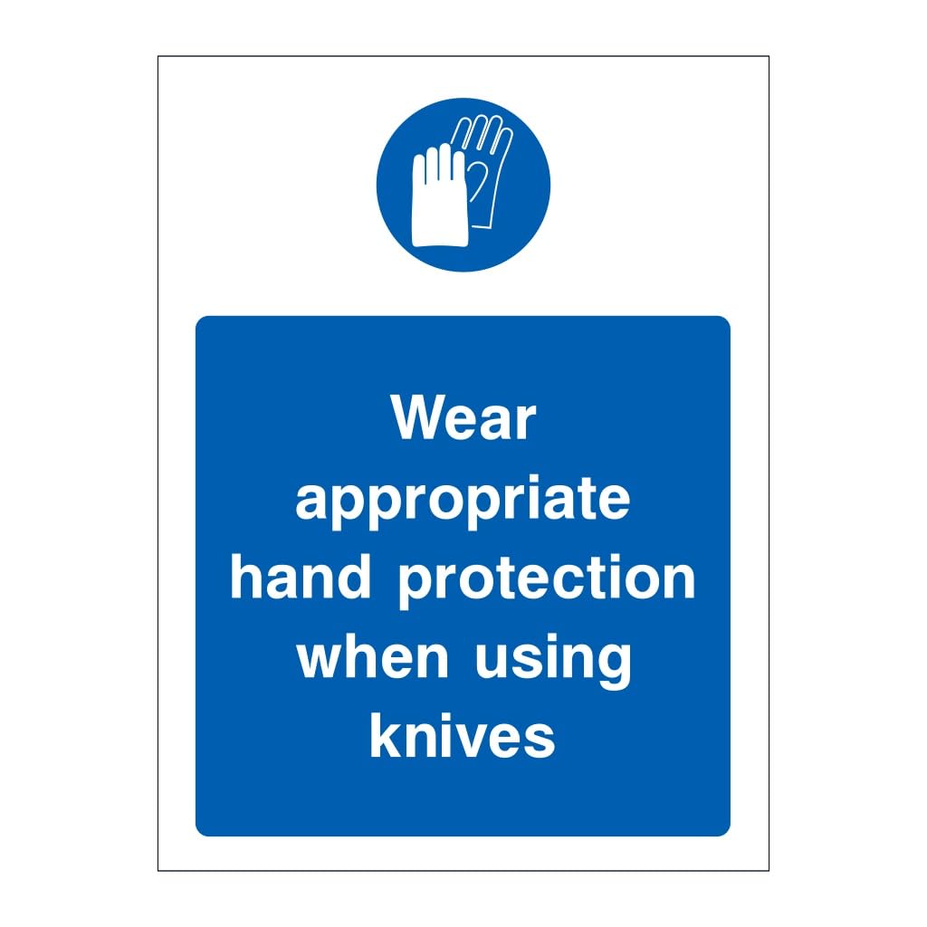 Wear appropriate hand protection when using knives sign - Mandatory 8x12 Metal Tin Sign Garage Man Cave Wall Decor