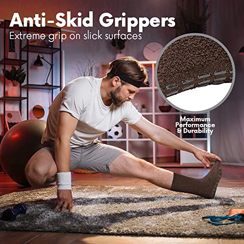 Debra Weitzner 5/6 Pairs Mens Fuzzy Socks Grip Socks Microfiber Plush Sleeping Socks Soft Anti-Skid Solid3