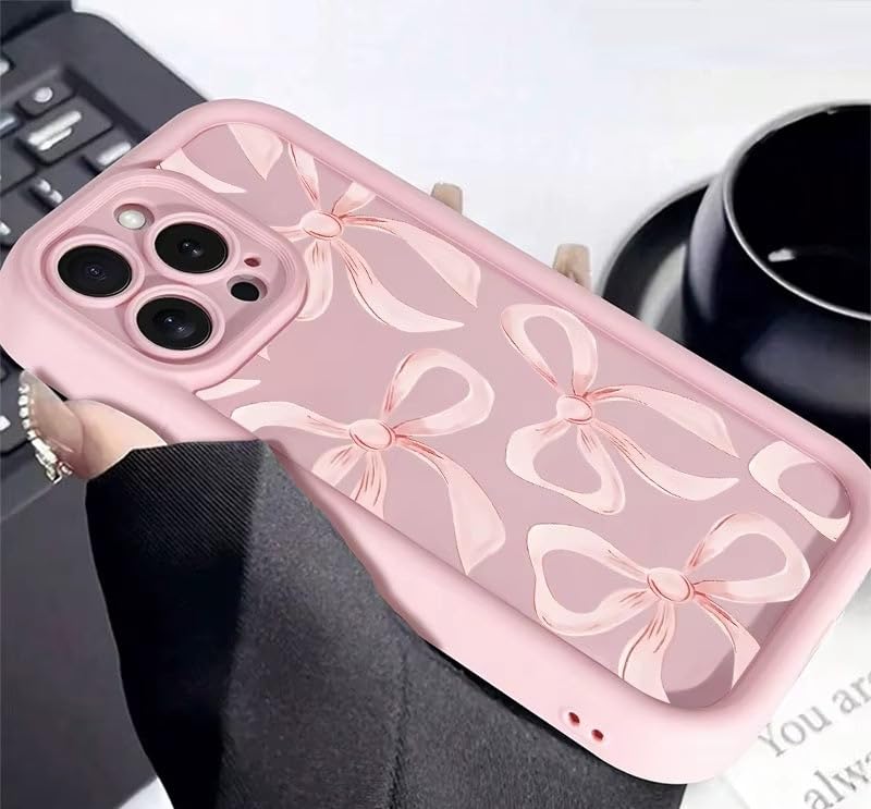Image of COVERLY Cute Pretty Bowknot Back Case Cover for iPhone 12 Pro | Hot Pastel Pink Ribbon Bow Stylish Design | Camera Lens Protection | Soft Silicone Aesthetic Cover for Girls & Women (Pink, Shockproof)