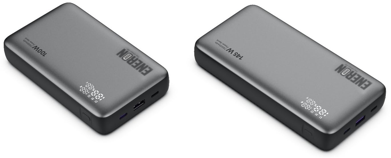 Powerbank ENERON 145 W, 25000 mAh, ładowarka do szybkiego ładowania, 2 x USB-C USB-A, zestaw akumulatorów, przenośny