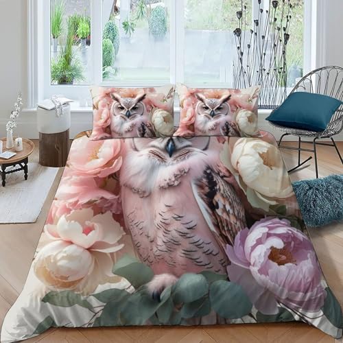 Housse de couette King microfibre taies d'oreiller animaux imprimé 3D filles - 3