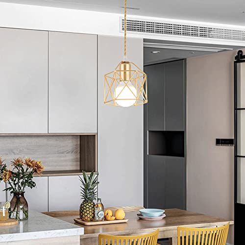 Suspension moderne de style simple lustre E27 installation gold - 3