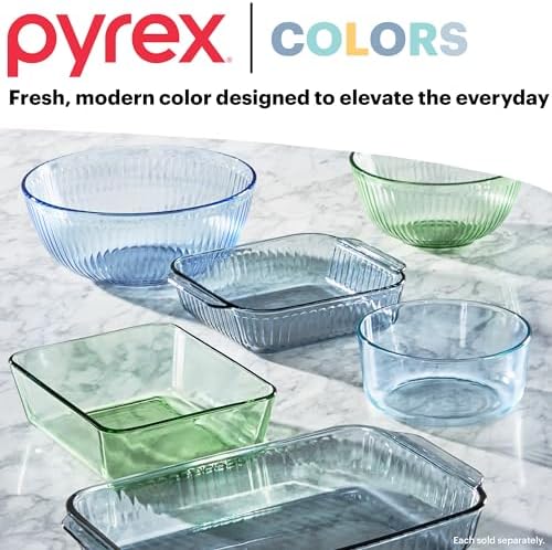 Pyrex Colors Tinted (3-Pack, Full Set) Sculpted Tinted Glass Mixing Bowls With Lids, Nesting Space Saving Set of Bowls For Prepping and Baking, 1.3QT, 2.3QT & 4.5Q - Thumbnail 3