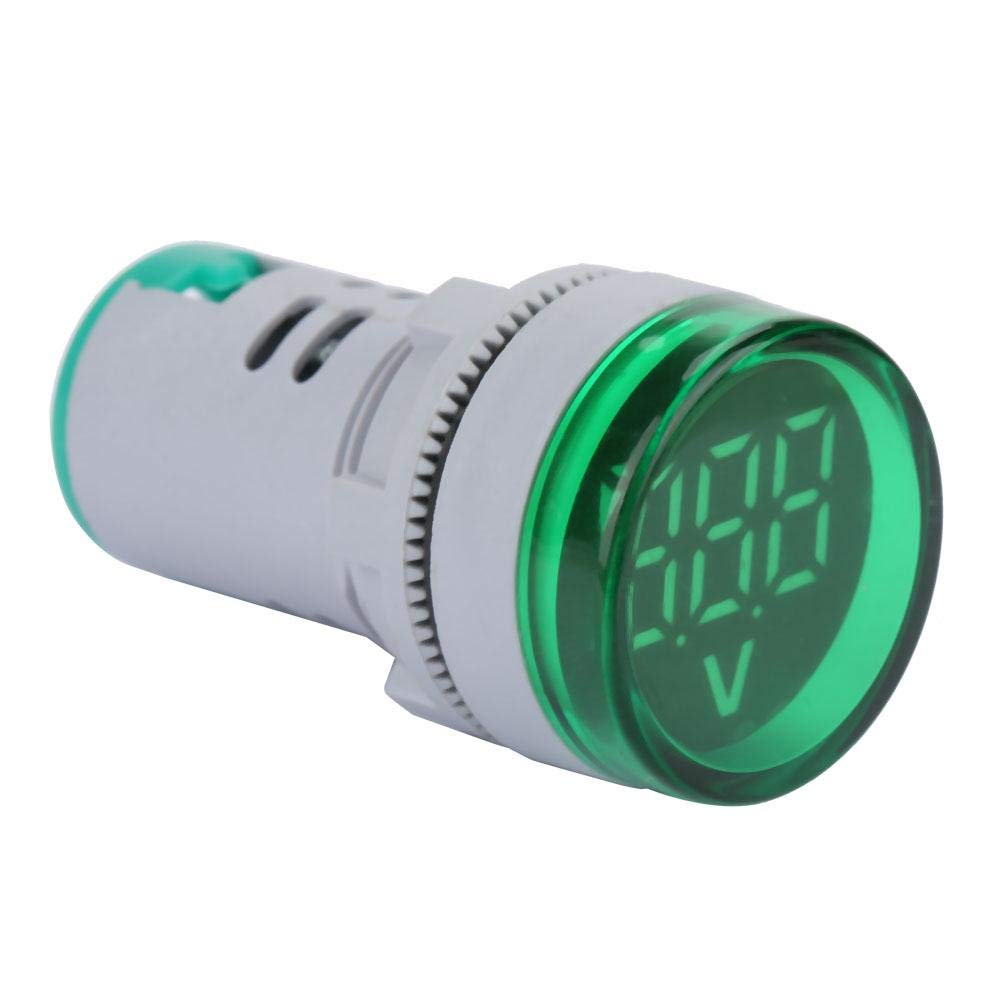 Volt¨ªmetro de se?al LED digital luminoso LED indicador de voltaje digital metro de voltaje, comprobador de l¨¢mpara redondo (Green)
