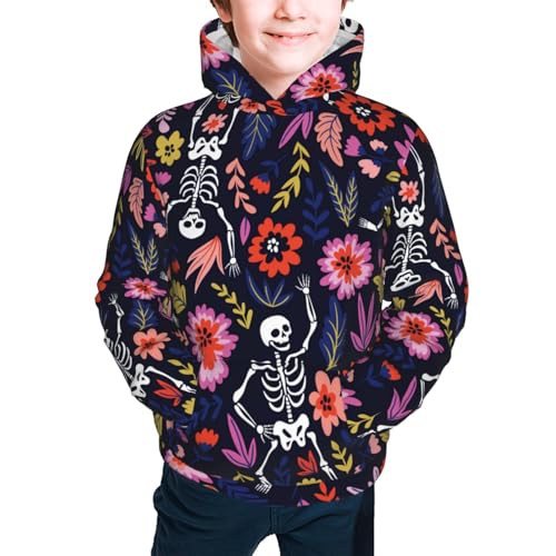 Dancing Skeletons Floral Garden Kid Hoodies Boys Sweatshirts Girls Pullover with Pocket3