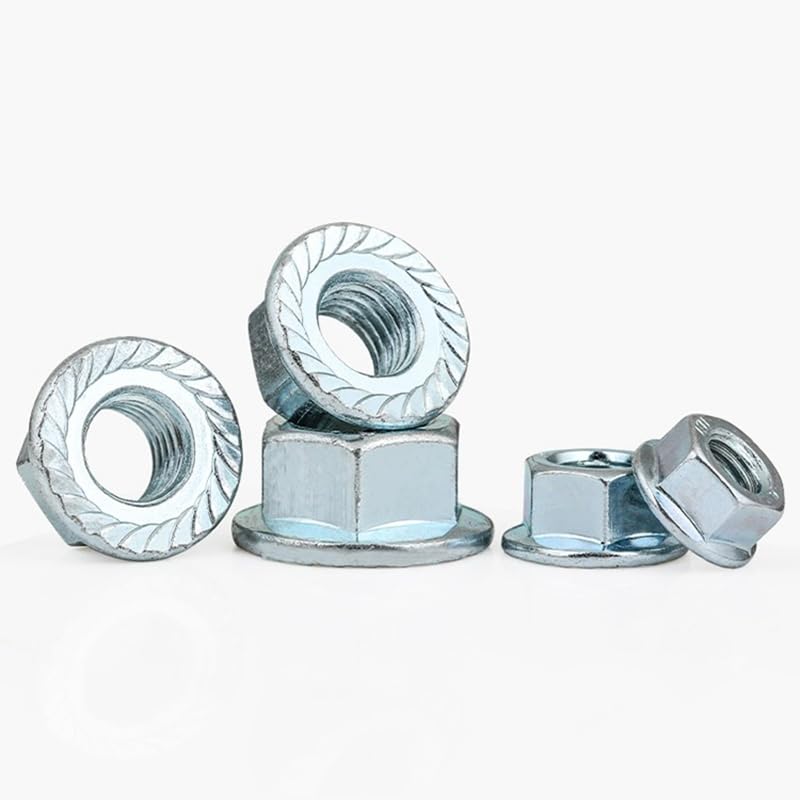 Flange Lock nut, Left Hand Thread Hex Flange Nut M4 M5 M6 M8 M10 M12 Carbon Steel Zinc Plated Lock Nut(M5x0.8 (30pcs))