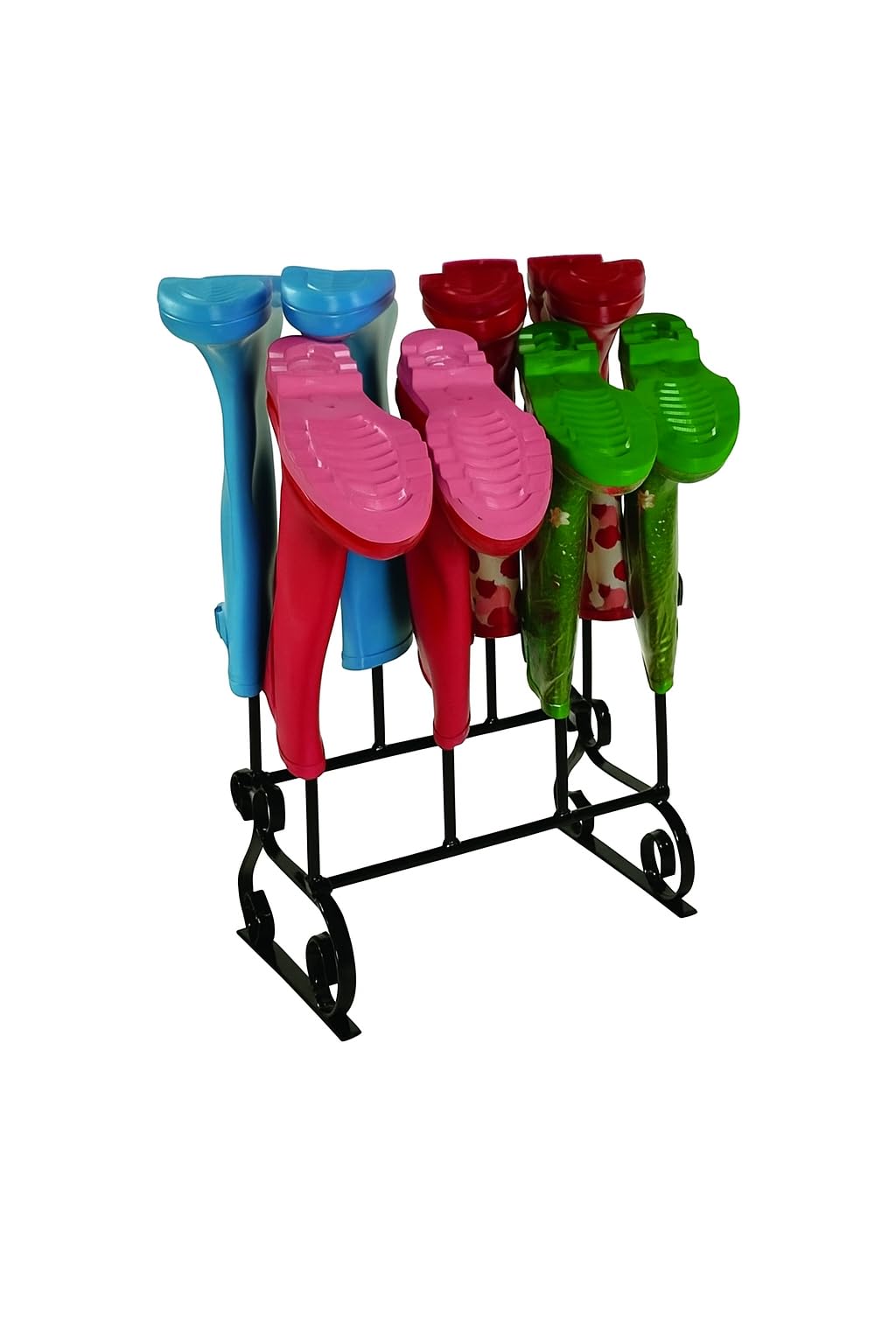 Wellington - Supporto per stivali da passeggio in acciaio inox, per interni ed esterni, contiene 4 paia di stivali di gomma, stivali da passeggio o scarpe, supporto impermeabile per stivali