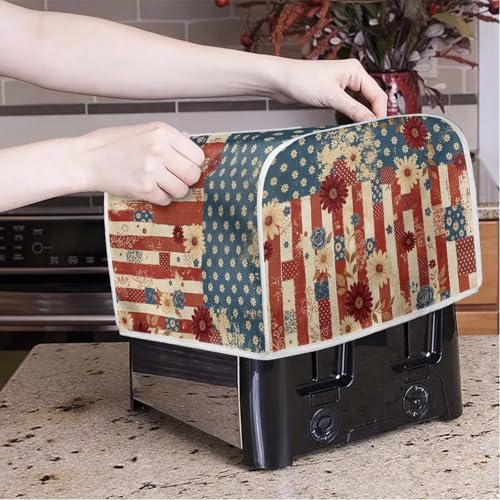 Image of American Flag Daisy Toaster Dust Cover Bakeware Protector Compatible with 2 Slice Toaste Dust Protection Cover July 4th USA Independence Day Decor