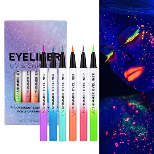 Bvizyelck Lápices Delineadores Fosforescentes en la Oscuridad - Delineador De Ojos Brillante Con Efecto Shimmer Resistente Al Agua - Barra De Maquillaje Gel Alta Pigmentación Brillo Natural Para Mujer