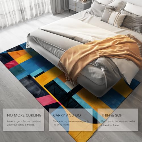 Tapis 120x150 colorés espace abstrait géométrique moderne de qualité - 5