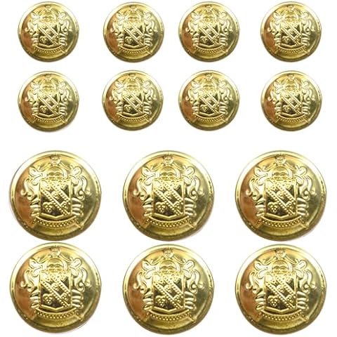KENDANY 14 Piece Metal Blazer Button Set - for Blazer, Suits, Sport Coat, Uniform, Jacket (Gold)15mm 20mm Cover