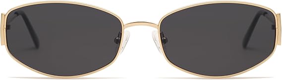 Retro Oval Sunglasses For Women Men Hexagonal Rectangle Metal Frame Sun Glasses AP3625