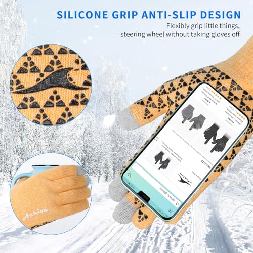 Image of Achiou Winter Gloves, Glove for Men Women, Upgraded Touch Screen Texting Warm Running with Thermal Soft Knit Lining