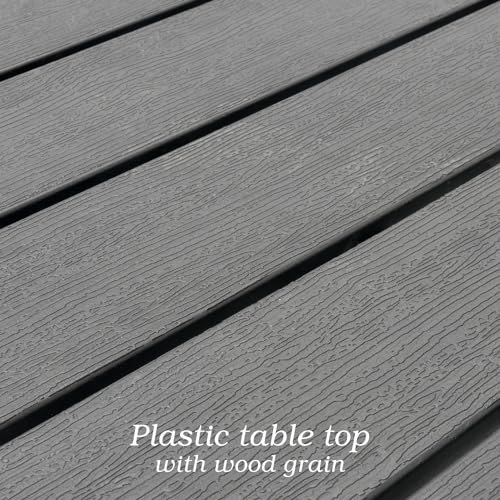 37-Plastic-Top-4-Person-Square-Patio-Dining-Table-with-Metal-Steel-Leg-Three-Dimensional-Wood-Like-Grain-and-Umbrella-Hole 37 Plastic Top 4 Person Square Patio Dining Table with Metal Steel Leg Three Dimensional Wood Like Grain and Umbrella Hole