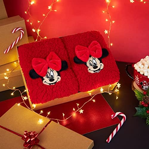 Disney Stitch Fluffy Socks Women Super Soft Fleece Slipper Socks Minnie Mouse Baby Yoda Grip Socks Stitch Gifts