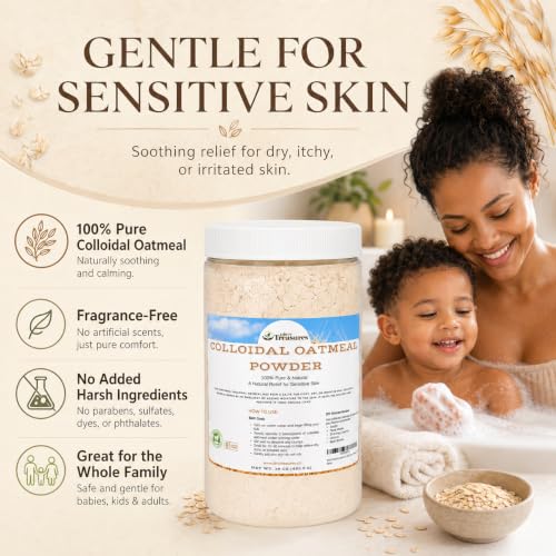 Image of Dirty Treasures Colloidal Oatmeal Bath | Eczema & Itchy Skin Relief | Baby-Safe, 100% Natural, Fragrance-Free | 1 lb (16oz)
