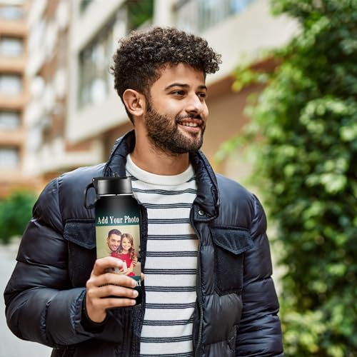 Botellas de Agua Personalizadas con Pajilla 18oz Impresión Doble Cara Acero Inoxidable Termo Aislado Regalos Personalizados Para Navidad Cumpleaños para Mamá Papá Abuelo Abuela miniatura 6