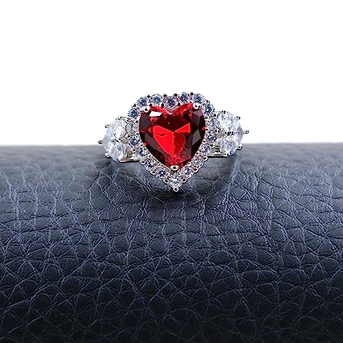 Uloveido Big Heart Cubic Zirconia Ring Adjustable Platinum Plated Crystal Heart Party Love Statement Rings for Women3