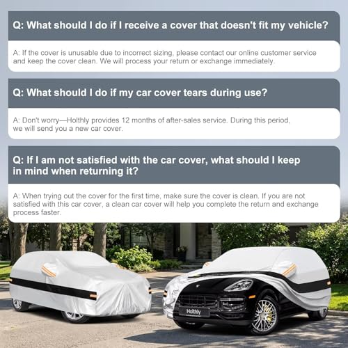 Image of 10 Layers SUV Car Cover Custom Fit for Porsche Cayenne (2002-2026), Waterproof All Weather for Automobiles, Outdoor Full Cover Sun Dust Rain Protection with Cotton. Silver